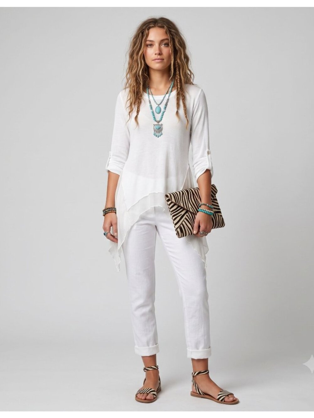 Scandal Italy Asymmetrical Sheer Hem Top White Lightweight Viscose Blouse